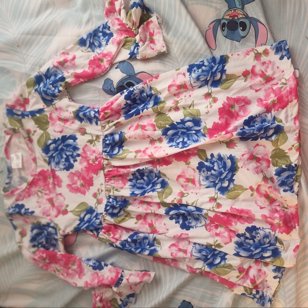 Girls Long Sleeved Floral Print Dress